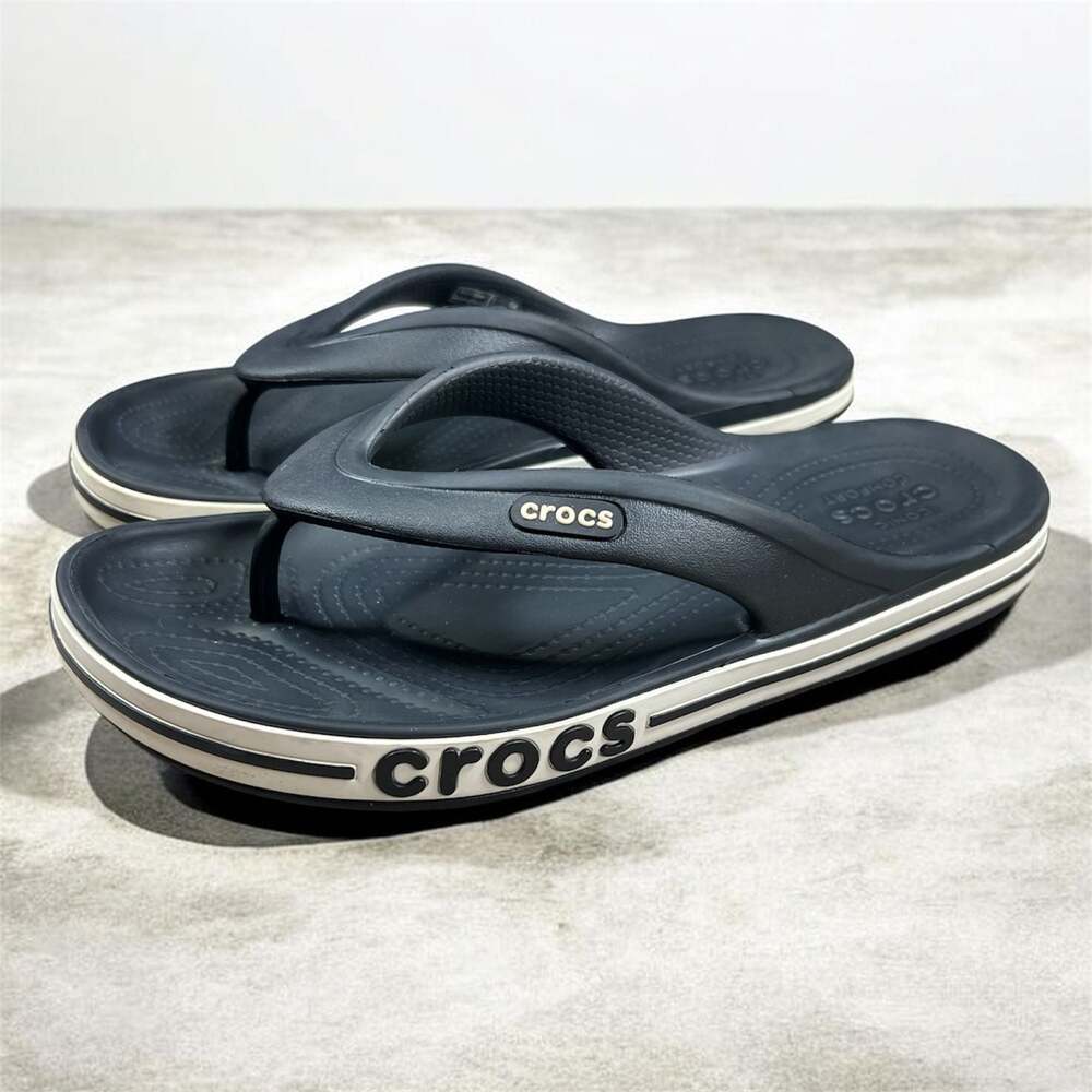 Crocs Crocband Flip Flops Black White Size M6/W8-unisex